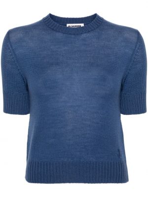 Вълнен пуловер Jil Sander синьо
