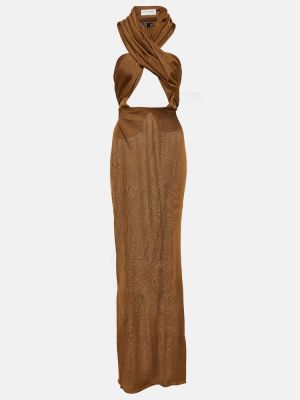 Skaidrus maksi suknelė su gobtuvu Saint Laurent ruda