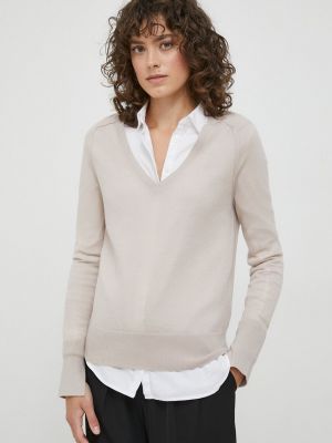 Beżowy sweter wełniany Calvin Klein