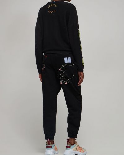 Spodnie sportowe bawełniane z dżerseju Mcq czarne