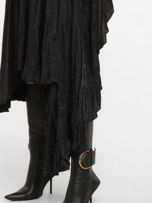 Žakárové hedvábné midi šaty Balenciaga černé