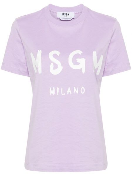 Bombažna majica s potiskom Msgm vijolična
