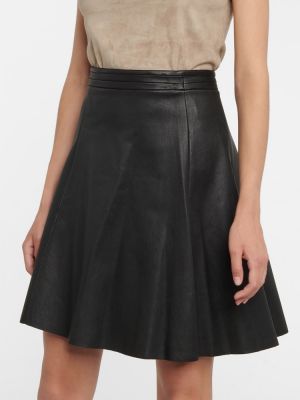 Kožená sukně s vysokým pasem Stouls černé