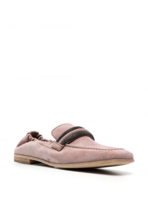 Slip on semišové loafers Brunello Cucinelli růžové