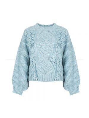 Sweter z frędzli Silvian Heach niebieski