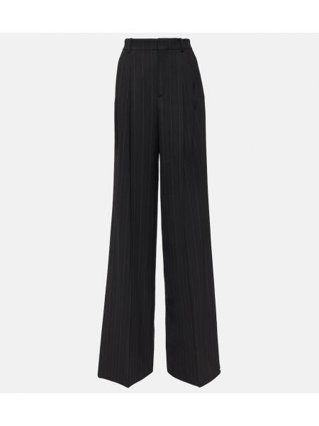 Pruhované vlněné kalhoty relaxed fit Saint Laurent černé