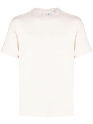 Памучна тениска с кръгло деколте Frame бяло
