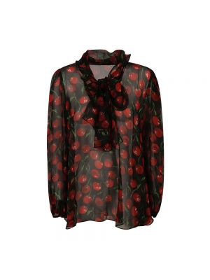 Jedwabna bluzka z nadrukiem Dolce And Gabbana czarna