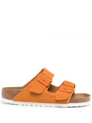 Semsket skinn sandaler Birkenstock oransje