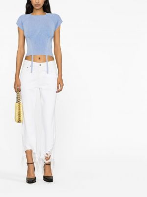 Straight fit džíny s oděrkami Stella Mccartney bílé