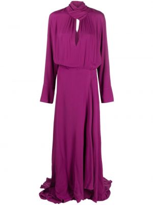 Drapované hedvábné večerní šaty Federica Tosi fialové