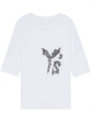 Bavlněné tričko s potiskem Y's bílé