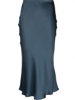 Saténové midi sukně s vysokým pasem Anine Bing - modrá