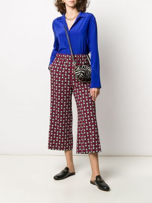 Pantalones culotte con estampado Gucci azul
