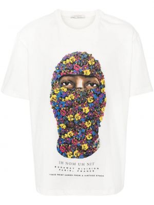 T-krekls ar ziediem ar apdruku Ih Nom Uh Nit balts