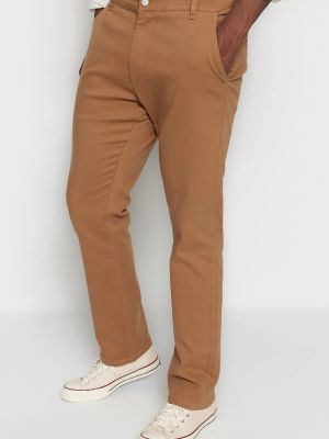 Rovné kalhoty Trendyol hnědé