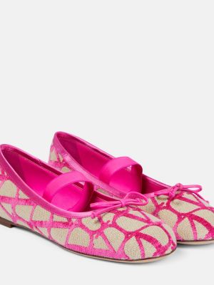 Bőr balerina cipők Valentino Garavani rózsaszín