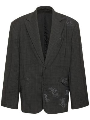 Vlněné sako s oděrkami Balenciaga šedé