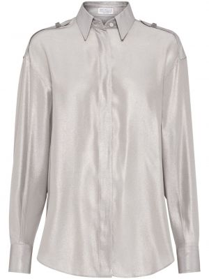 Копринена блуза Brunello Cucinelli бяло