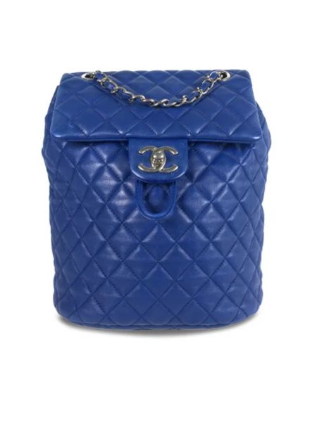 Plecak skórzany Chanel Vintage niebieski