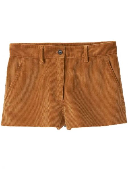 Shorts en velours côtelé en coton Miu Miu marron
