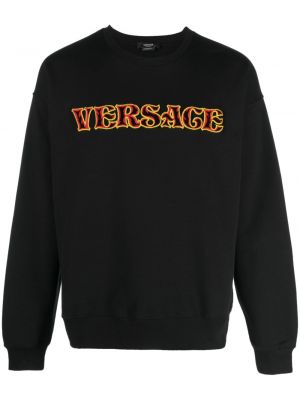 Medvilninis siuvinėtas džemperis Versace juoda