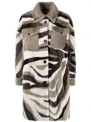 Палто на райета с принт зебра Suprema сиво