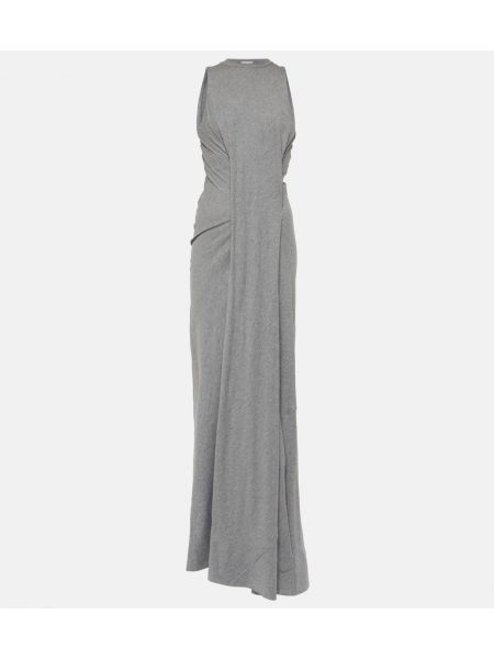 Šedé bavlněné dlouhé šaty Victoria Beckham