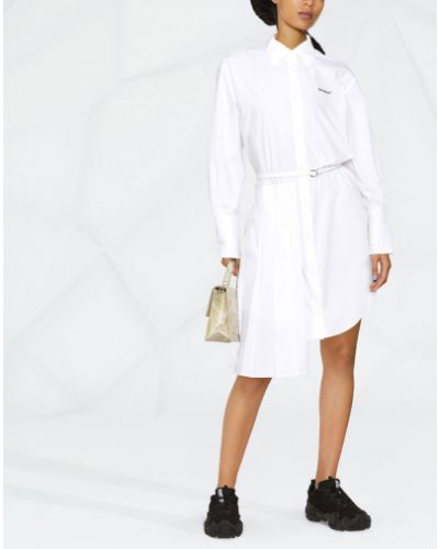 Robe chemise asymétrique plissé Off-white