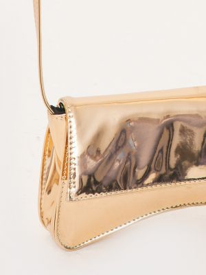 Кожаная сумка-багет из искусственной кожи Prettylittlething золотая