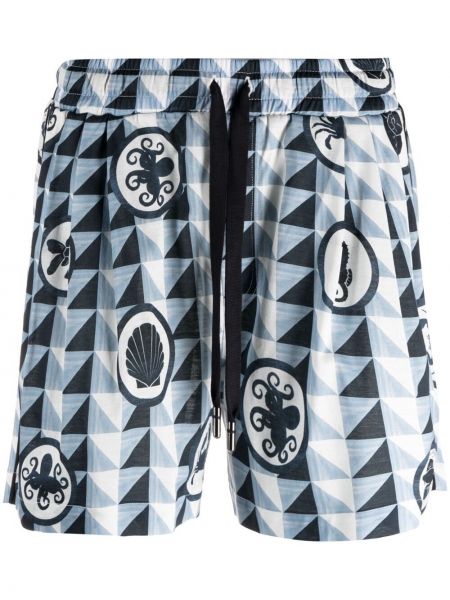 Pantalones cortos deportivos con estampado con estampado geométrico Dolce & Gabbana azul