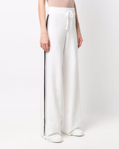 Pletené pruhované rovné kalhoty Tommy Hilfiger bílé