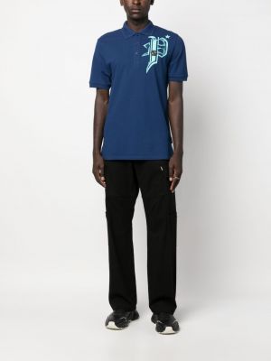 Kokvilnas polo krekls ar apdruku Philipp Plein zils