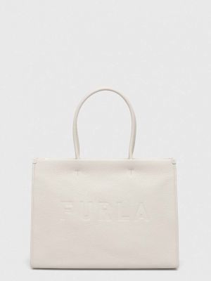 Біла шкіряна сумка шопер Furla