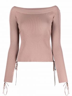 Top tricotate cu croială lejeră din dantelă Dolce & Gabbana roz