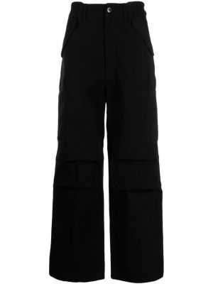 Bavlněné rovné kalhoty s knoflíky Nanamica černé