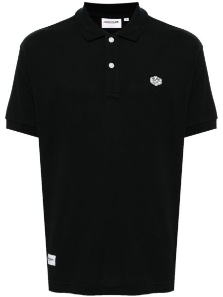 Poloshirt med broderier Chocoolate sort