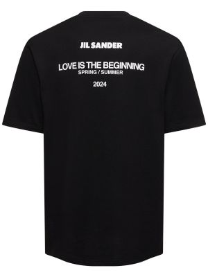 Βαμβακερή μπλούζα από ζέρσεϋ Jil Sander μαύρο