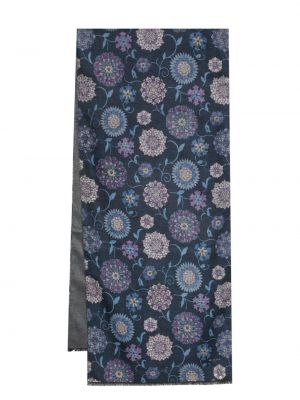 Sciarpa di seta a fiori con stampa Kiton blu