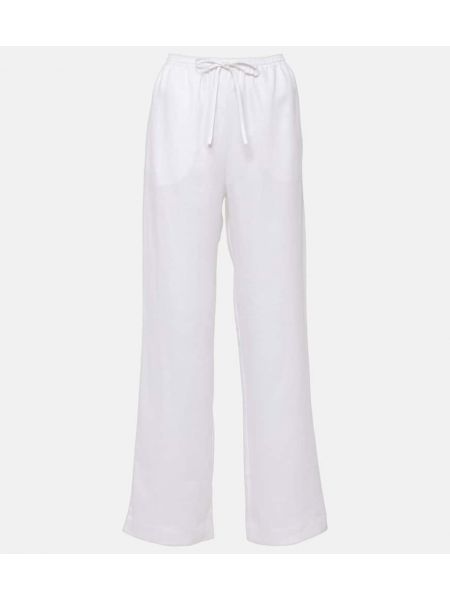 Voľné ľanové culottes nohavice Asceno biela