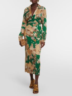 Bluză de mătase cu model floral Dries Van Noten verde