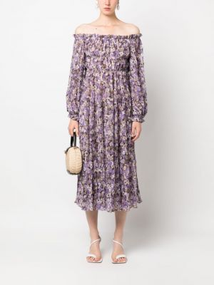 Květinové midi šaty s potiskem Sabina Musayev fialové