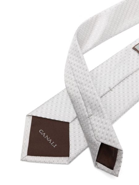 Žakárová hedvábná kravata Canali šedá