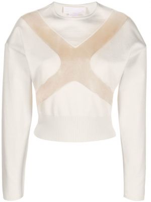Прозрачен пуловер Genny бяло