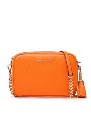 Kožená crossbody kabelka Michael Michael Kors - oranžová