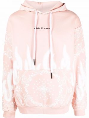 Kokvilnas kapučdžemperis ar apdruku Vision Of Super rozā