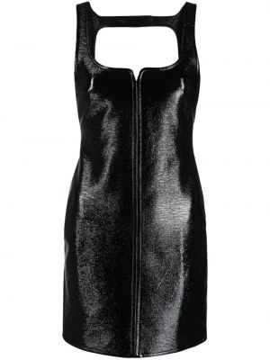 Kožené mini šaty bez rukávů Courrèges černé