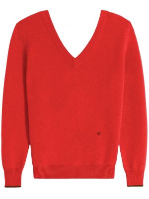 Пуловер с v-образно деколте Victoria Beckham червено