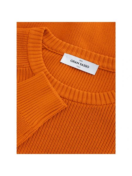 Jersey de algodón de tela jersey de cuello redondo Gran Sasso naranja