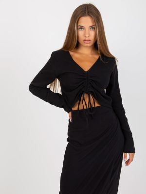 Блуза от муселин Fashionhunters черно